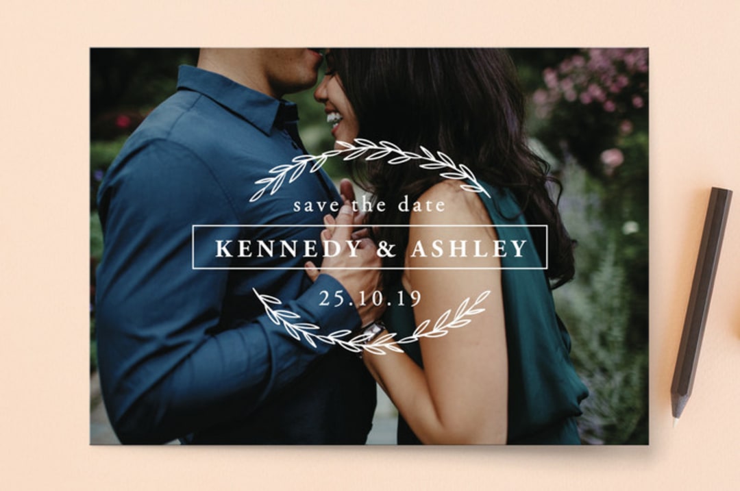 "Eternal Leaves" - Save the Dates in Ivory by Oma N. Ramkhelawan - Front