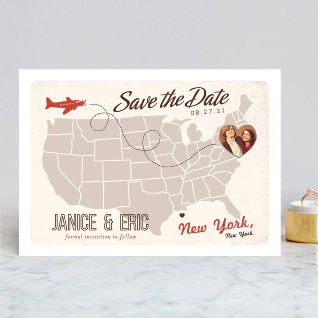 "Up and Away" - Save the Dates in Tomato by leslie hamer - Front