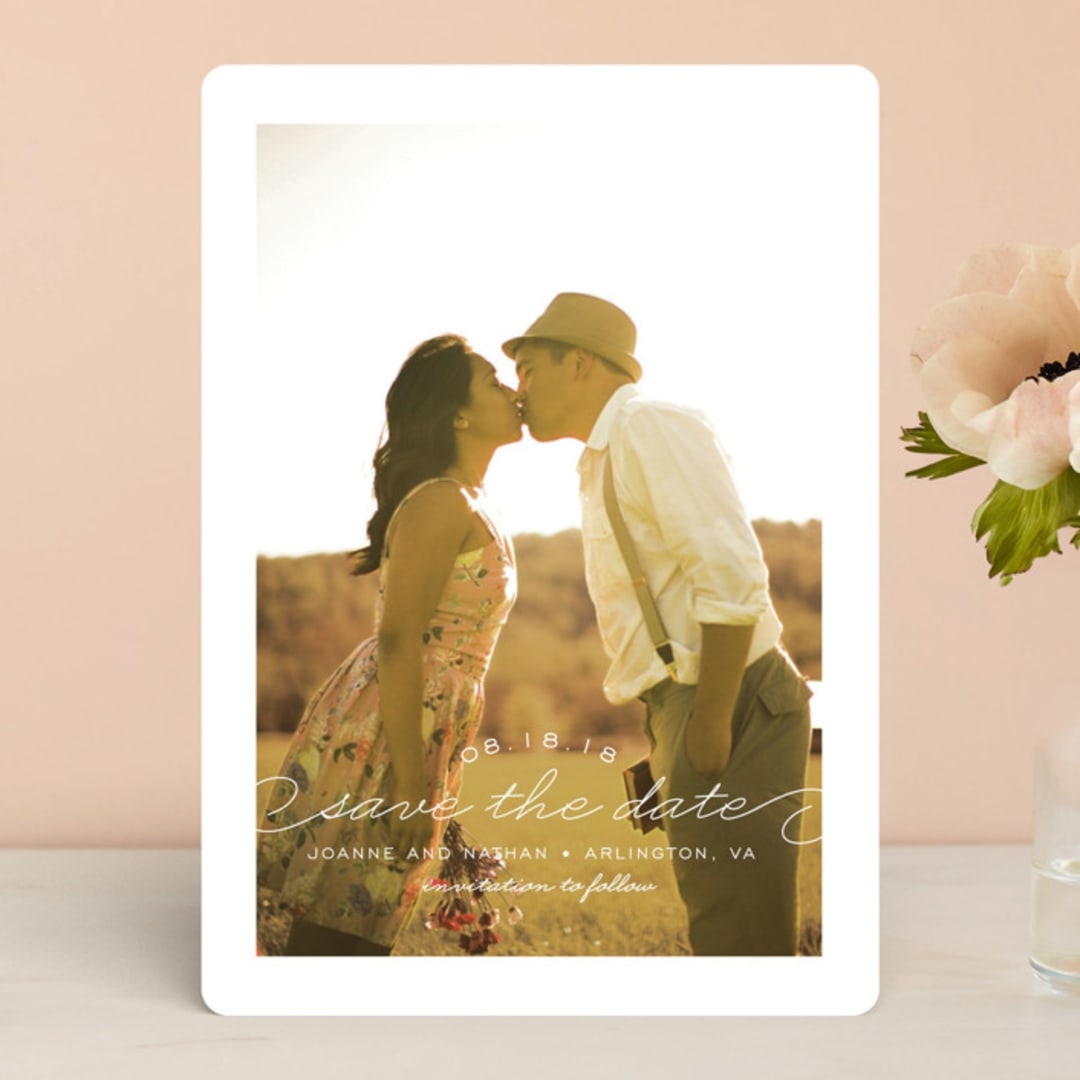 "Simply Timeless" - Save the Dates in White by Sandra Picco Design - Front
