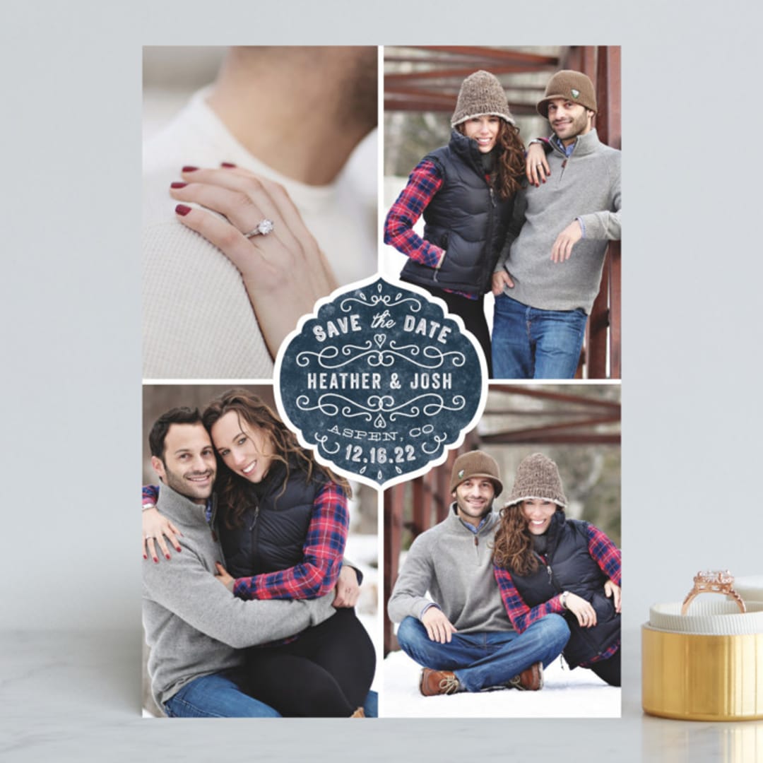 "Festive Love" - Save the Dates in Navy by Bonjour Paper - Front