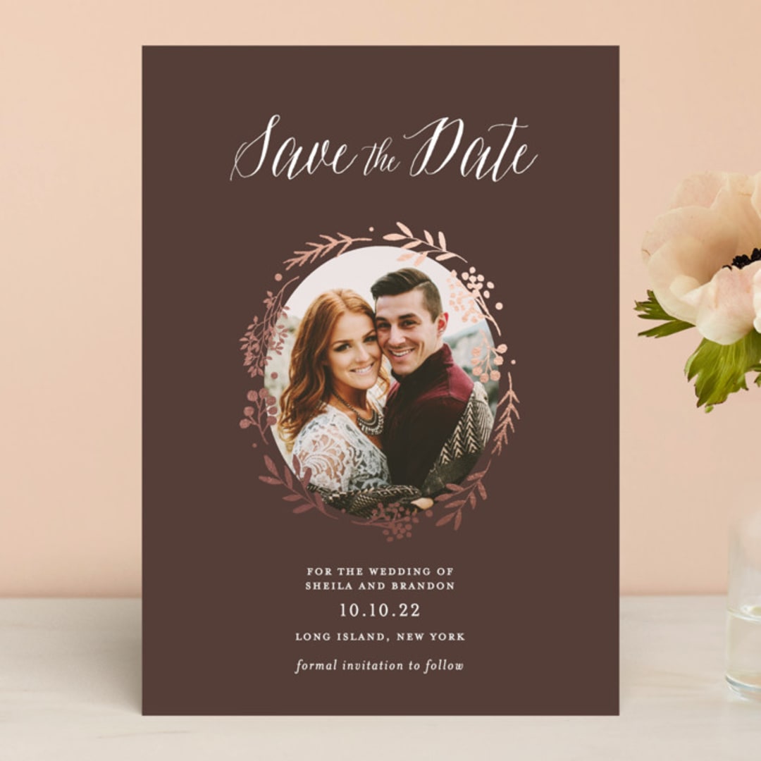"Rustic Modern Floral" - Save the Dates in Mocha by Gray Star Design - Front