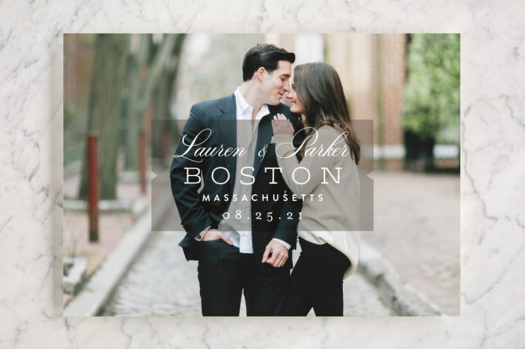 "Locale" - Save the Dates in Warm Grey by Oscar and Emma - Karly Depew - Front