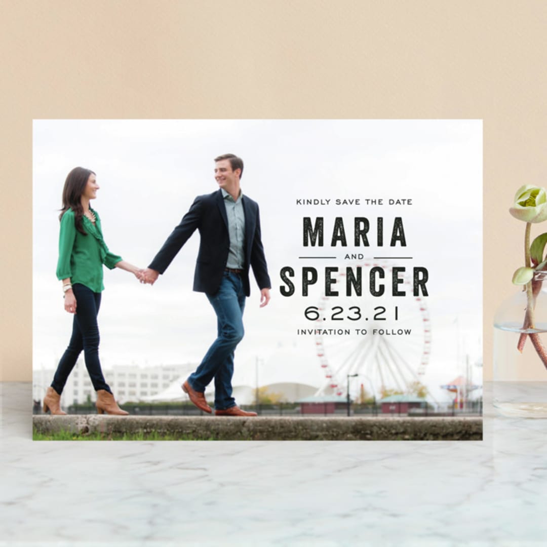 "Bold Reminder" - Save the Dates in Charcoal by Katie Wahn - Front