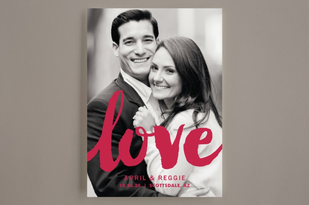 "Ready for Love" - Save the Dates in Carmine by Faith Harlow - Front
