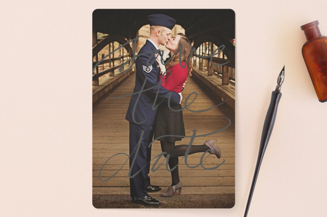 "Boutique" - Save the Dates in Charcoal by Laura Condouris - Front