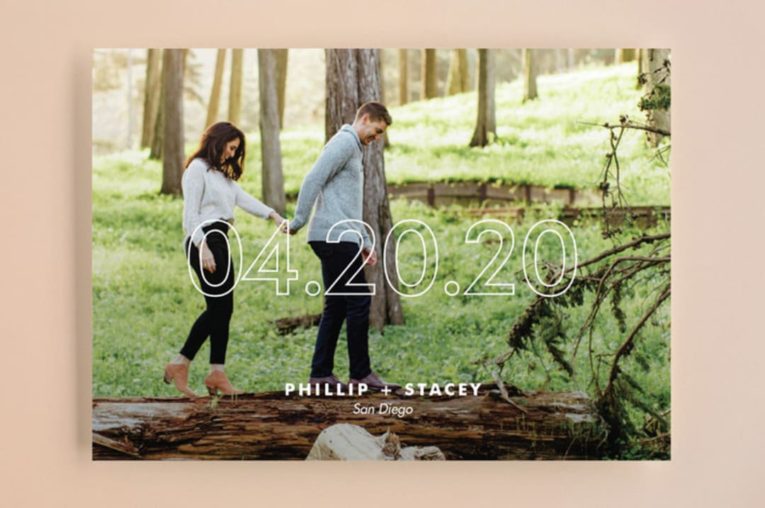 "modern minimalist" - Save the Dates in Snow by Sandra Picco Design - Front