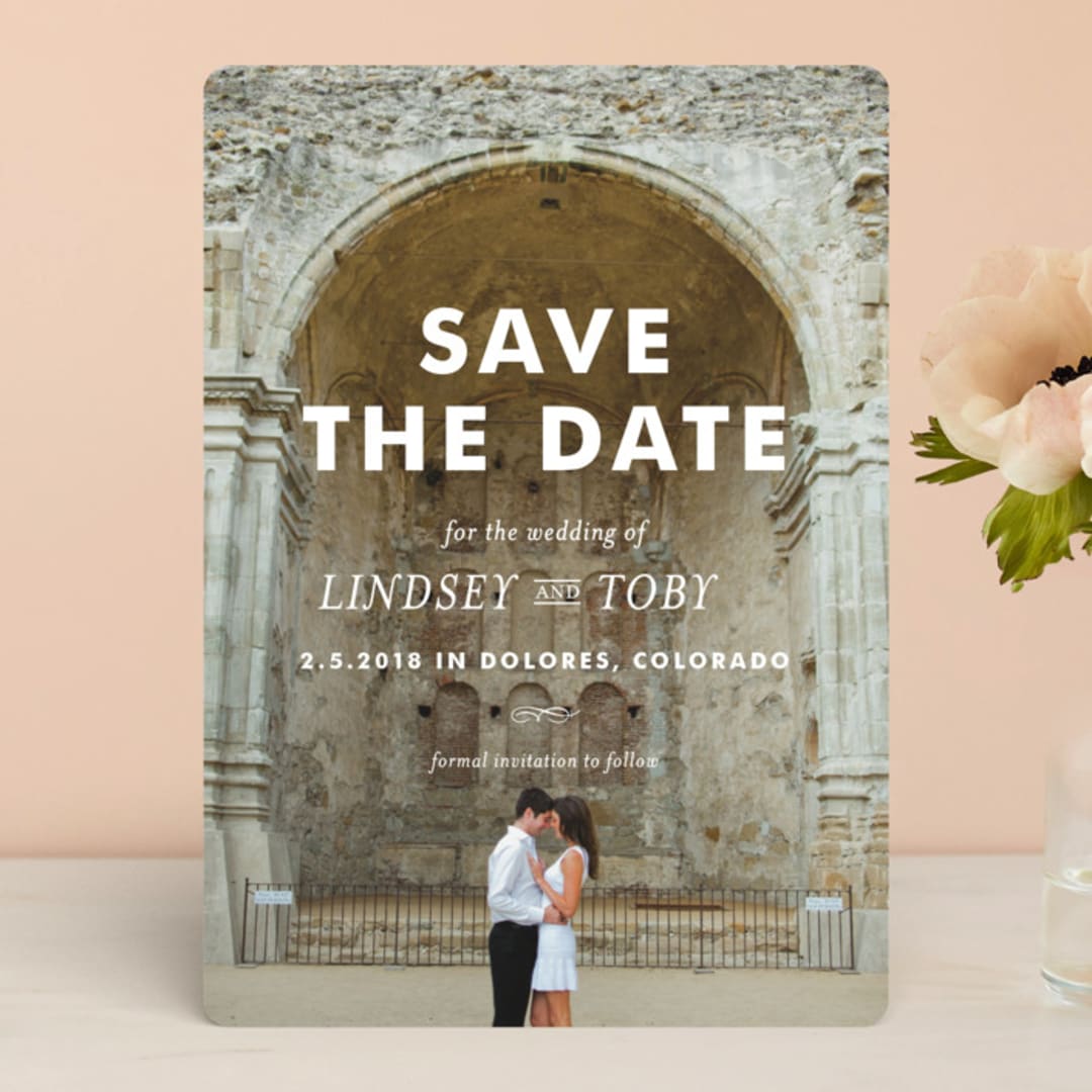 "Memento" - Save the Dates in Ivory by Annie Clark - Front