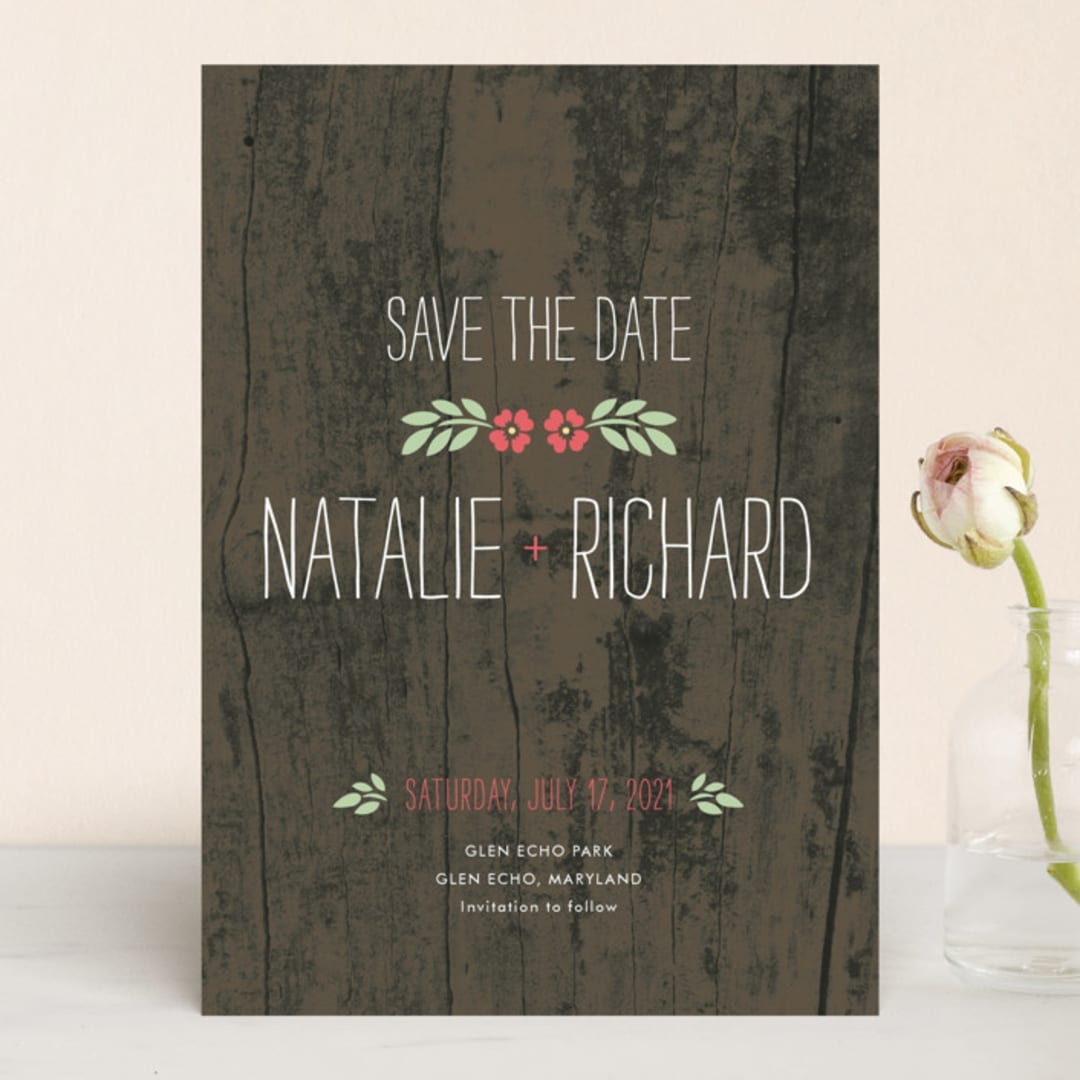 "In the Park" - Save the Dates in Rose by Amanda Larsen Design - Front