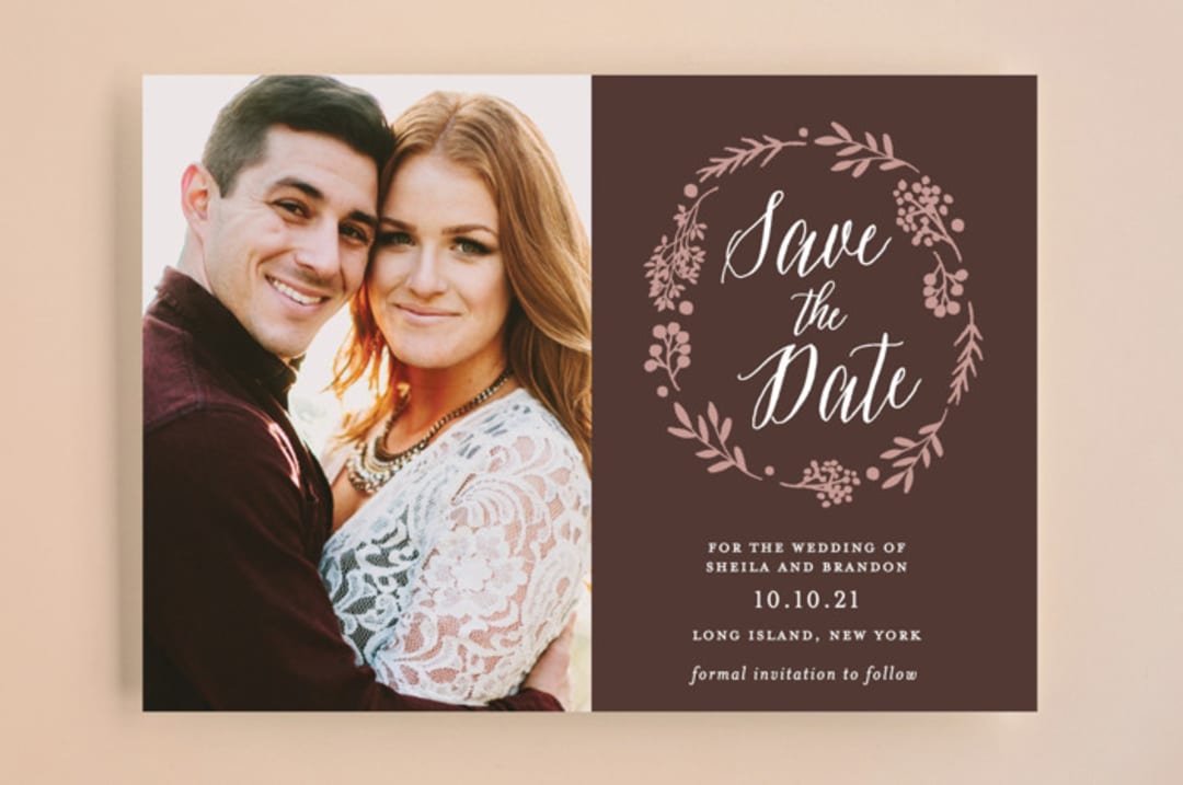 "Rustic Modern Floral" - Save the Dates in Mocha by Gray Star Design - Front
