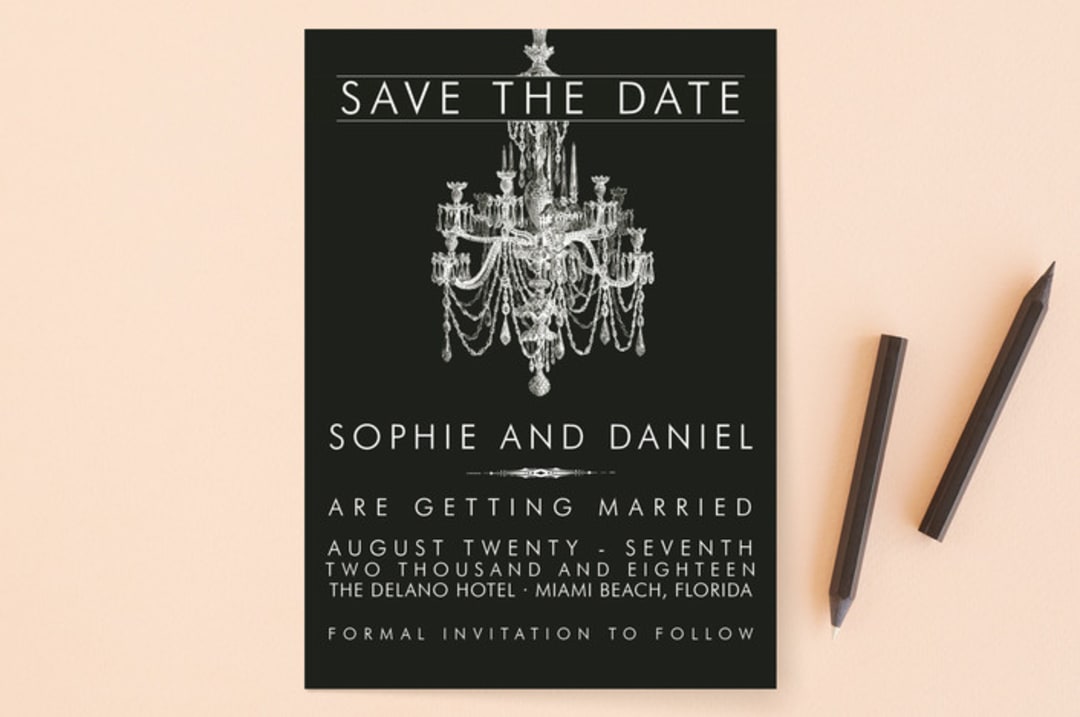 "Chandelier" - Save the Dates in Obsidian by Splendid Press - Front