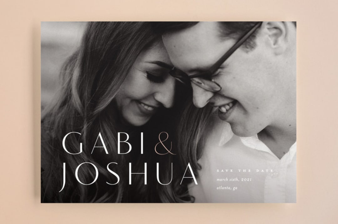 "Fineline" - Save the Dates in Morganite by kelli hall - Front