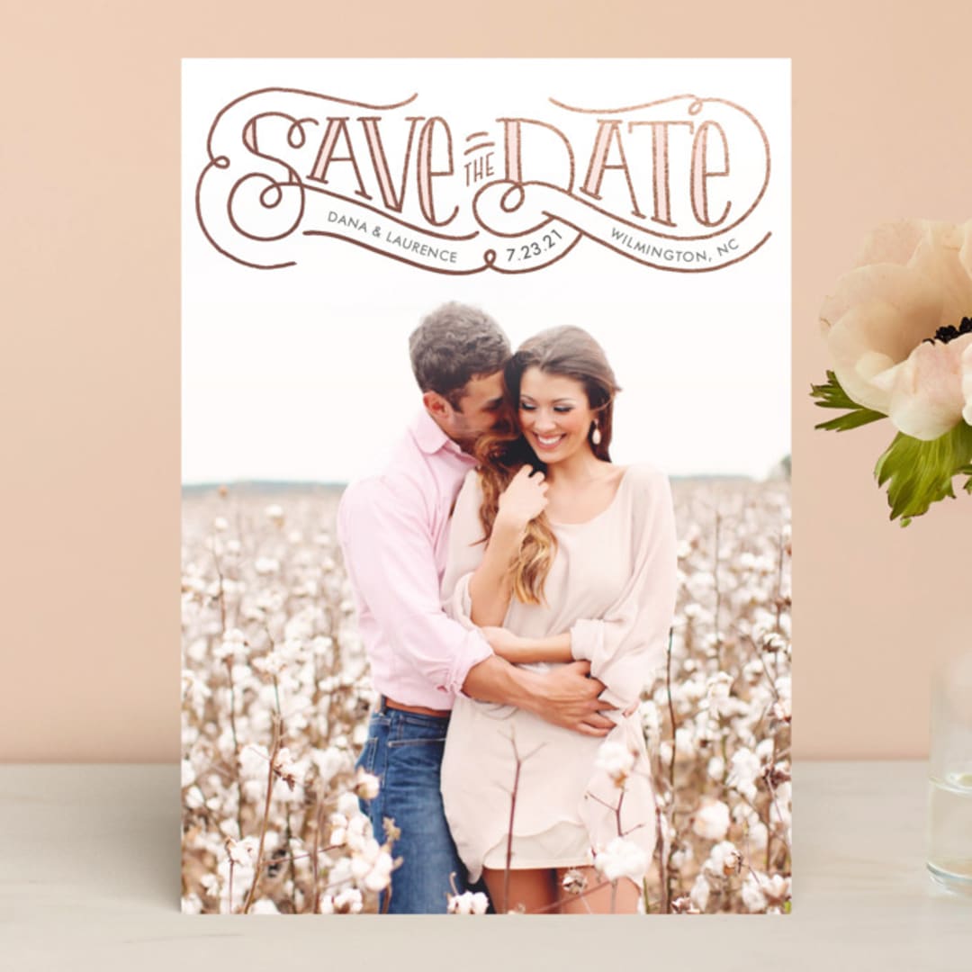 "Flourishing Love" - Save the Dates in Rose by Laura Hankins - Front