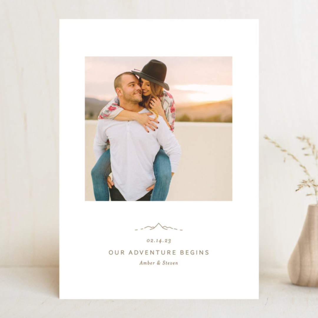 "Let the Adventure begin" - Save the Dates in Latte by Heather Francisco - Front