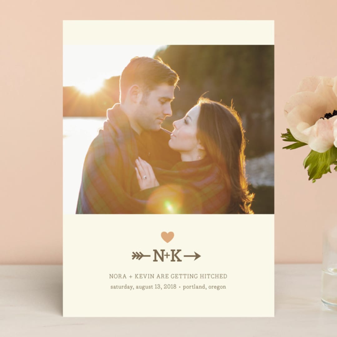 "Love Struck" - Save the Dates in Peach by The Social Type - Front