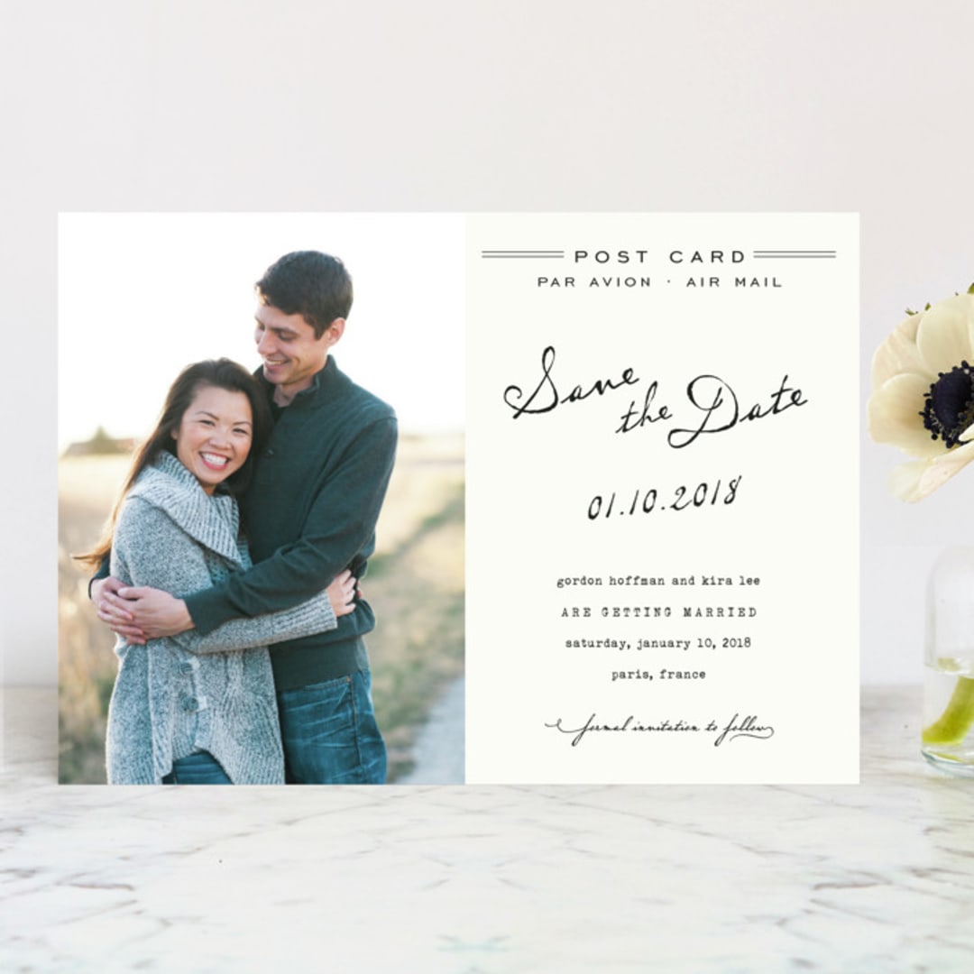 "Airmail" - Save the Dates in Ivory by Annie Clark - Front