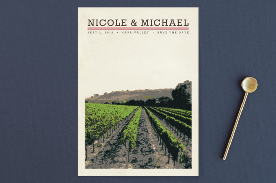 "St Helena" - Save the Dates in Raspberry by Alex Elko Design - Front