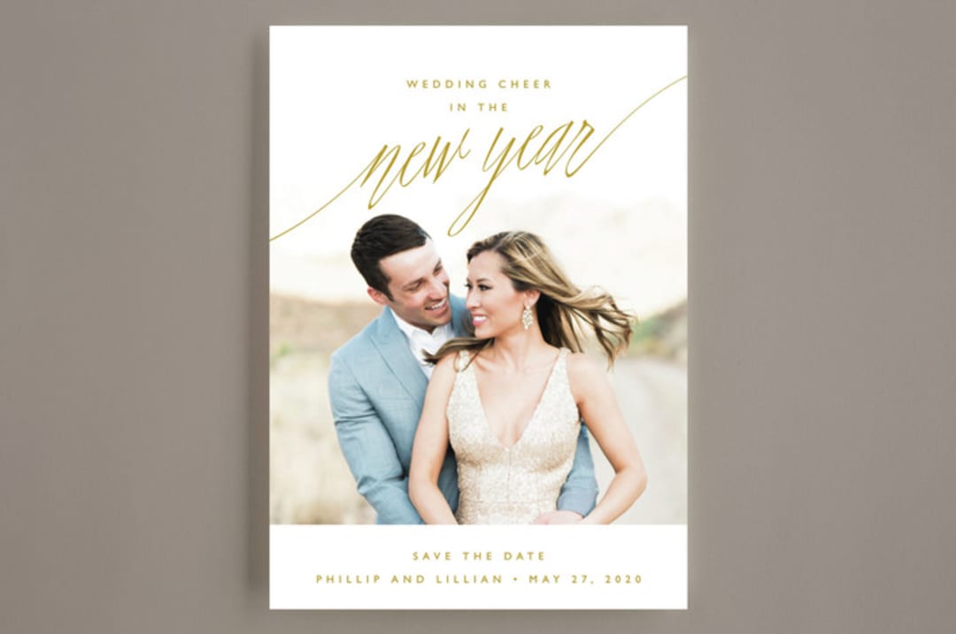 "New Adventures" - Save the Dates in Gold by Oscar and Emma - Karly Depew - Front