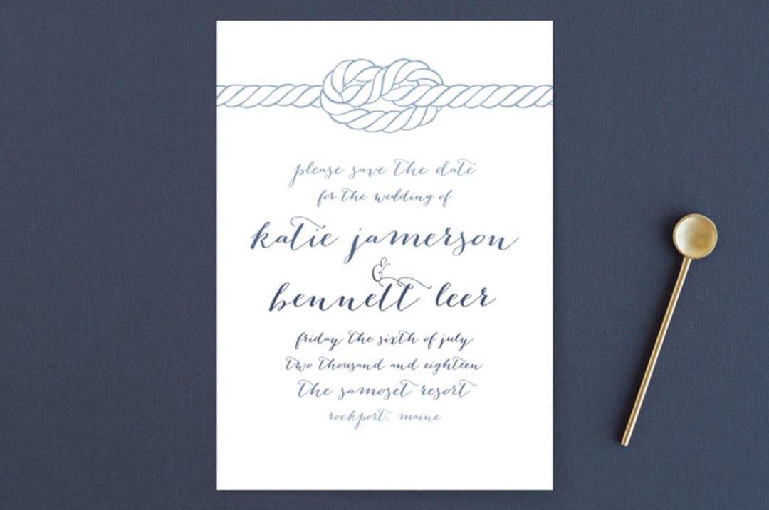 "Charmed Knot" - Save the Dates in Ocean by Ashley Ottinger - Front