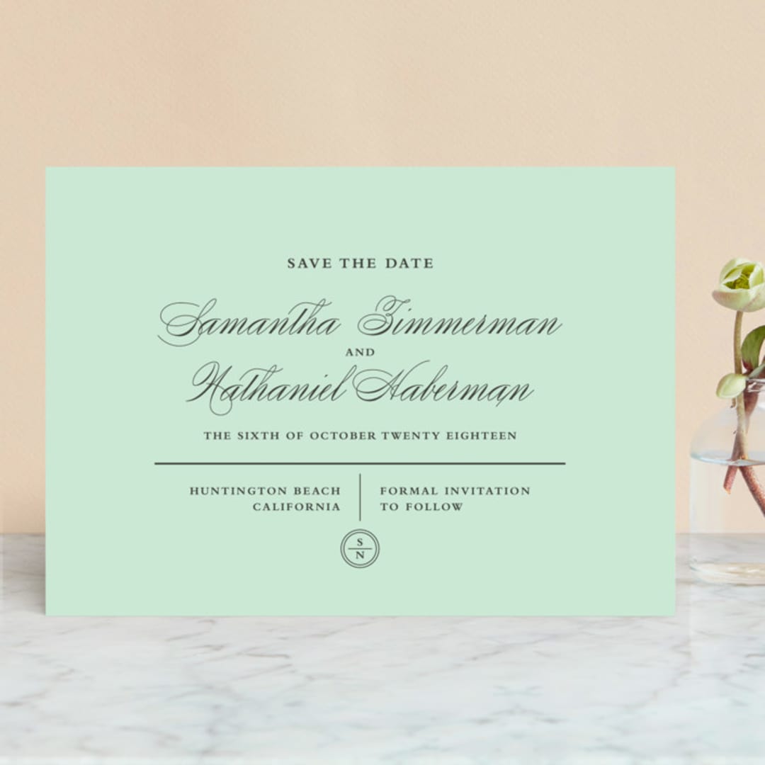 "Notable" - Save the Dates in Mint by Olivia Raufman - Front