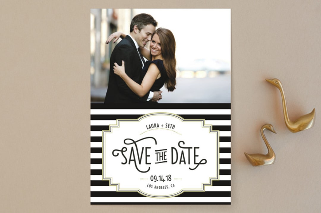 "Ascot Chic" - Save the Dates in Gold by Tanya Lee of Frooted Design - Front