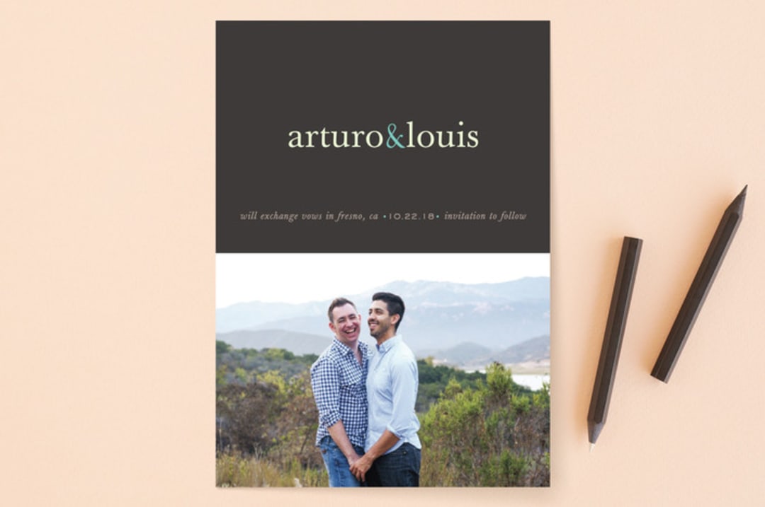 "Pop of Color" - Save the Dates in Turquoise by kelli hall - Front