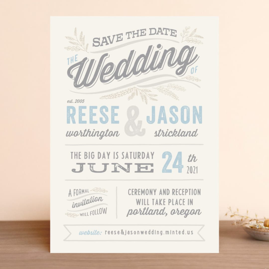 "Rustic Charm" - Save the Dates in Sky by Hooray Creative - Front