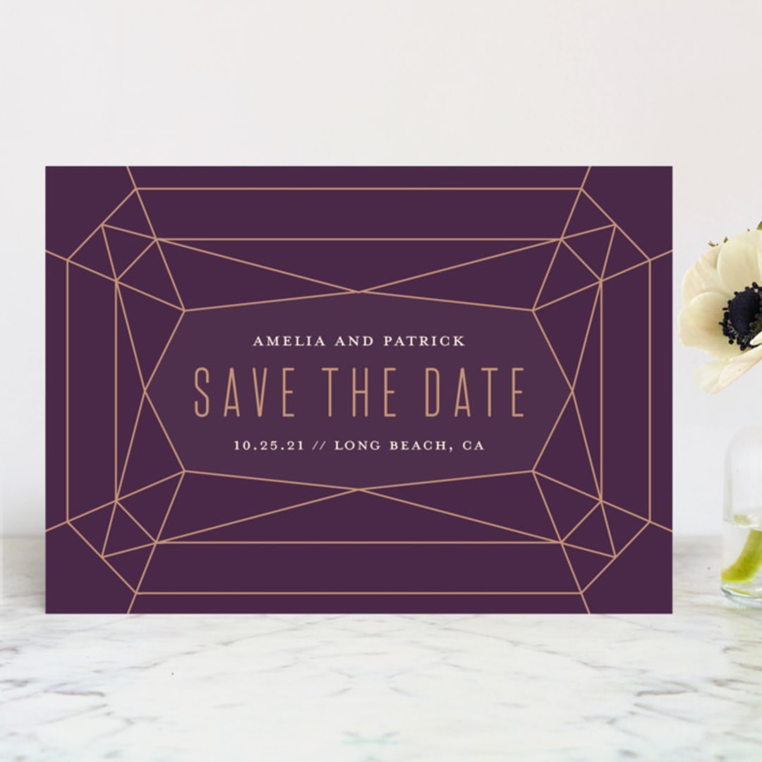 "Geode" - Save the Dates in Amethyst by Rebecca Bowen - Front