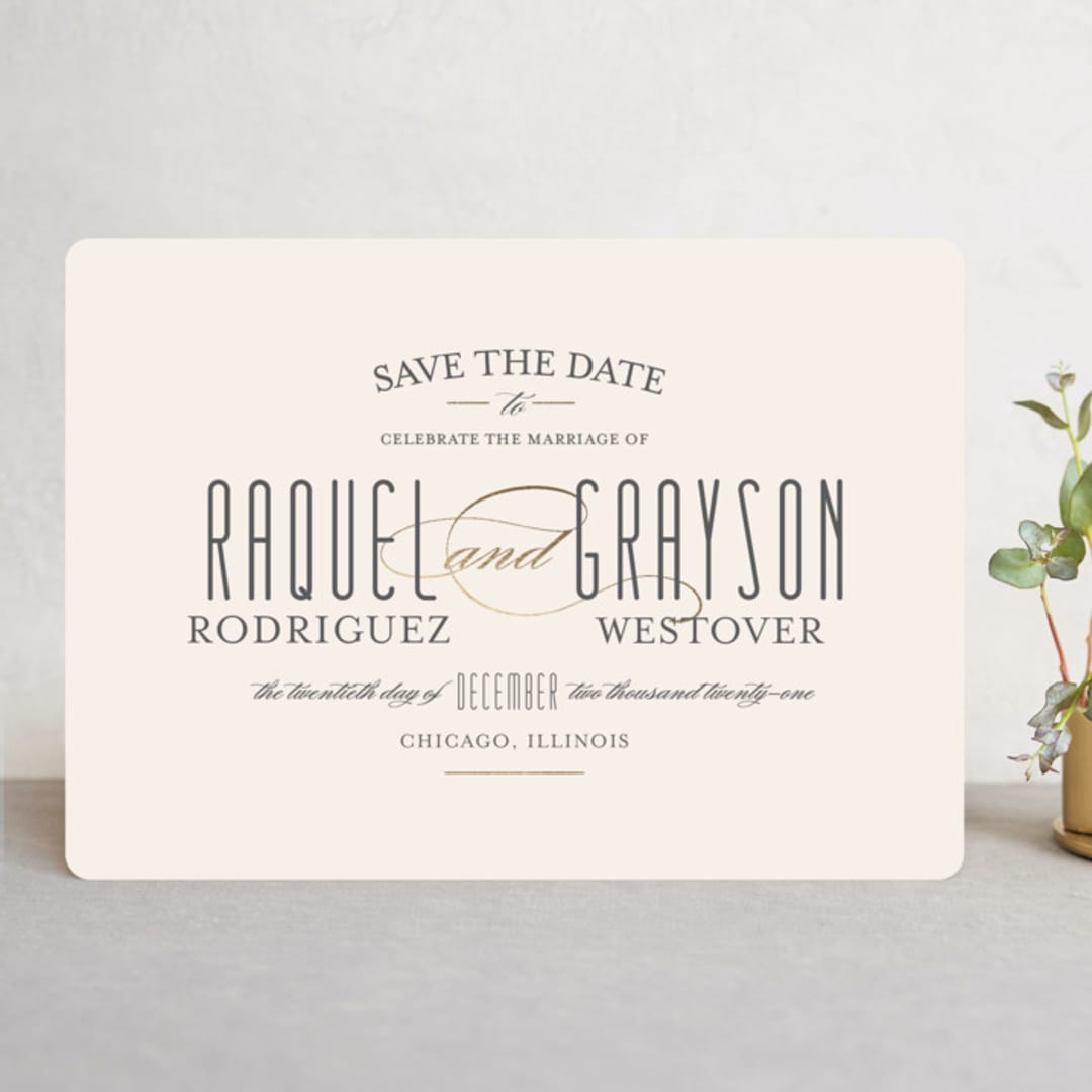 "Hyde Park" - Save the Dates in Soft Ivory by Meagan Christensen - Front