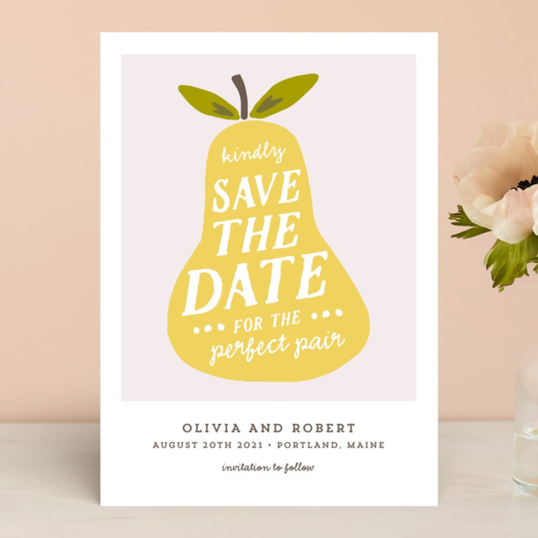 "The Perfect Pair" - Save the Dates in Blush by Haley McCoy - Front