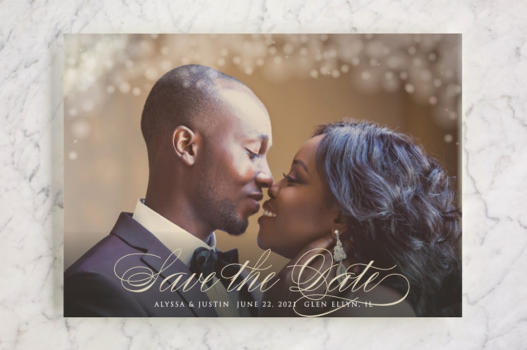 "Twinkling Lights" - Save the Dates in Champagne by Erin Deegan - Front