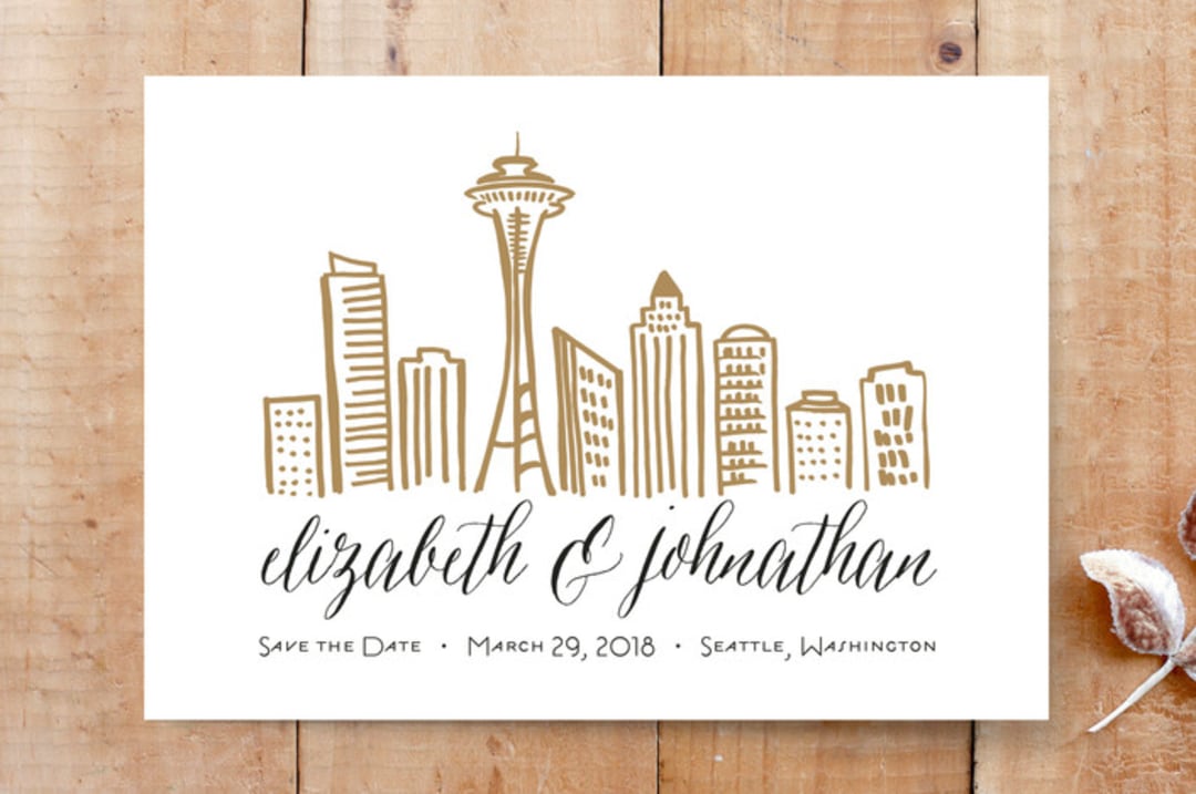 "Skyline - Seattle" - Save the Dates in Gold Coast by Abby Munn - Front