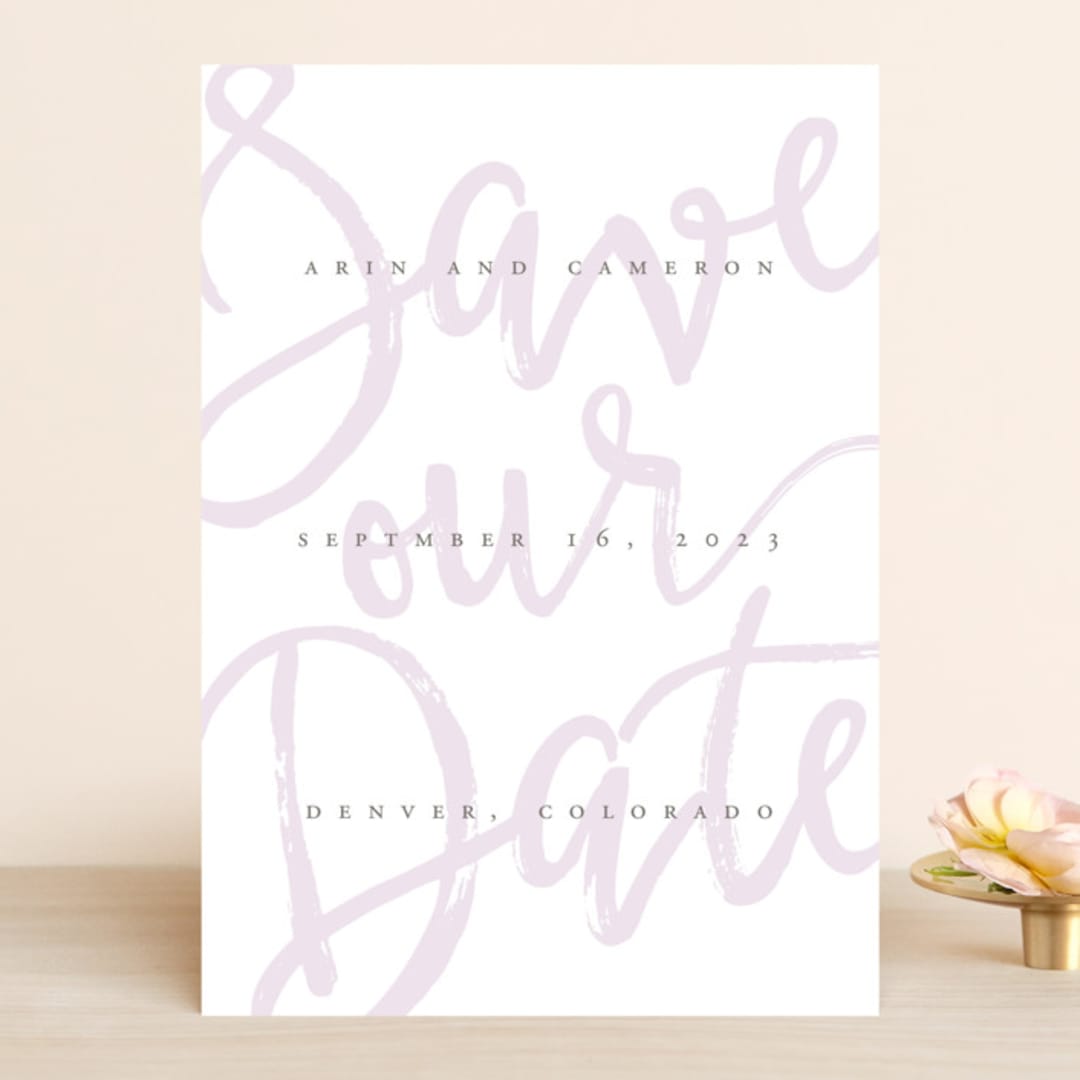 "Curated" - Save the Dates in Amethyst by Ashley Rosenbaum - Front