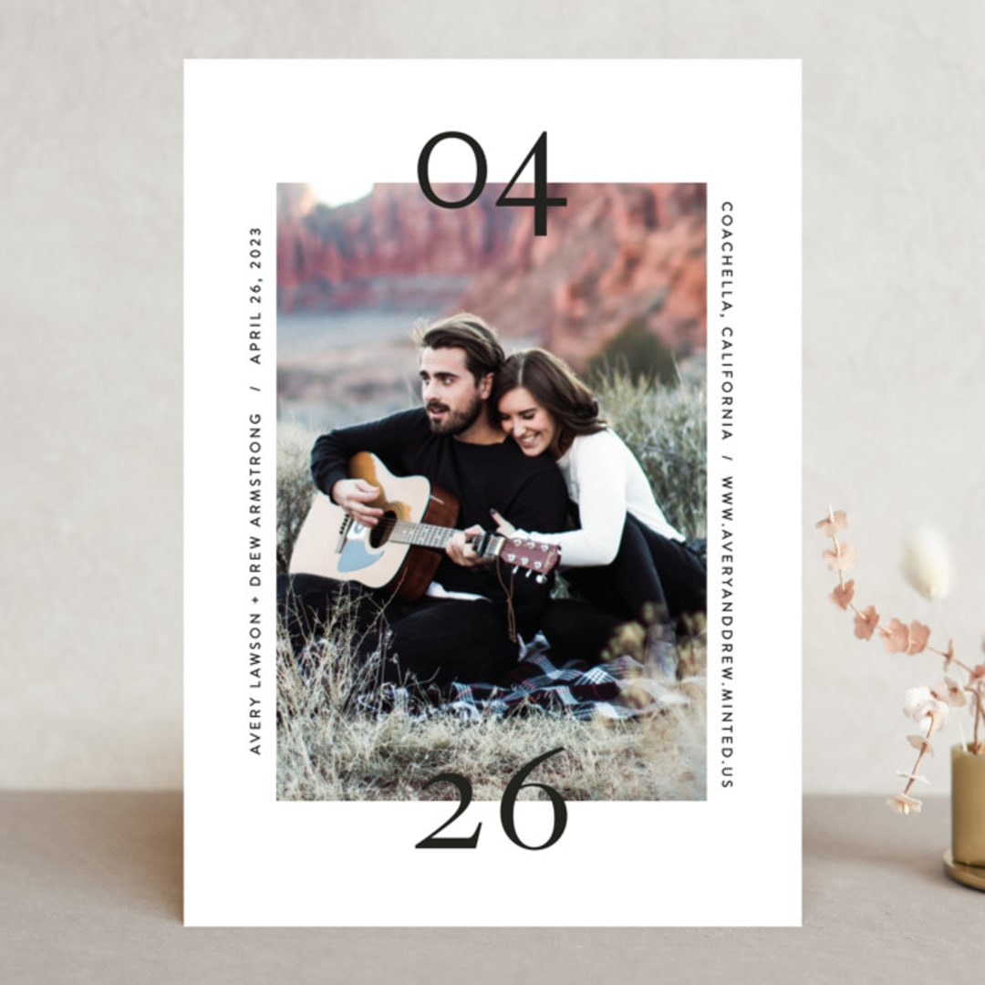 "Bold Date" - Save the Dates in Charcoal by Erin Hodges - Front