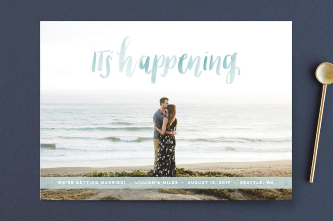 "It's Happening" - Save the Dates in Ocean by Carolyn Kach - Front