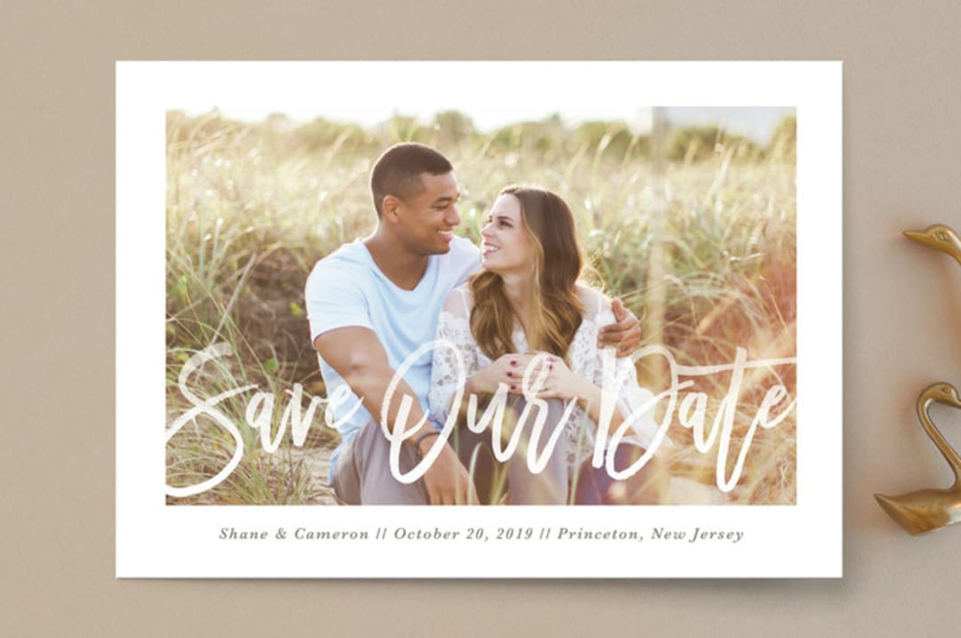 "Soft Script" - Save the Dates in Meadow by Lorent and Leif - Front
