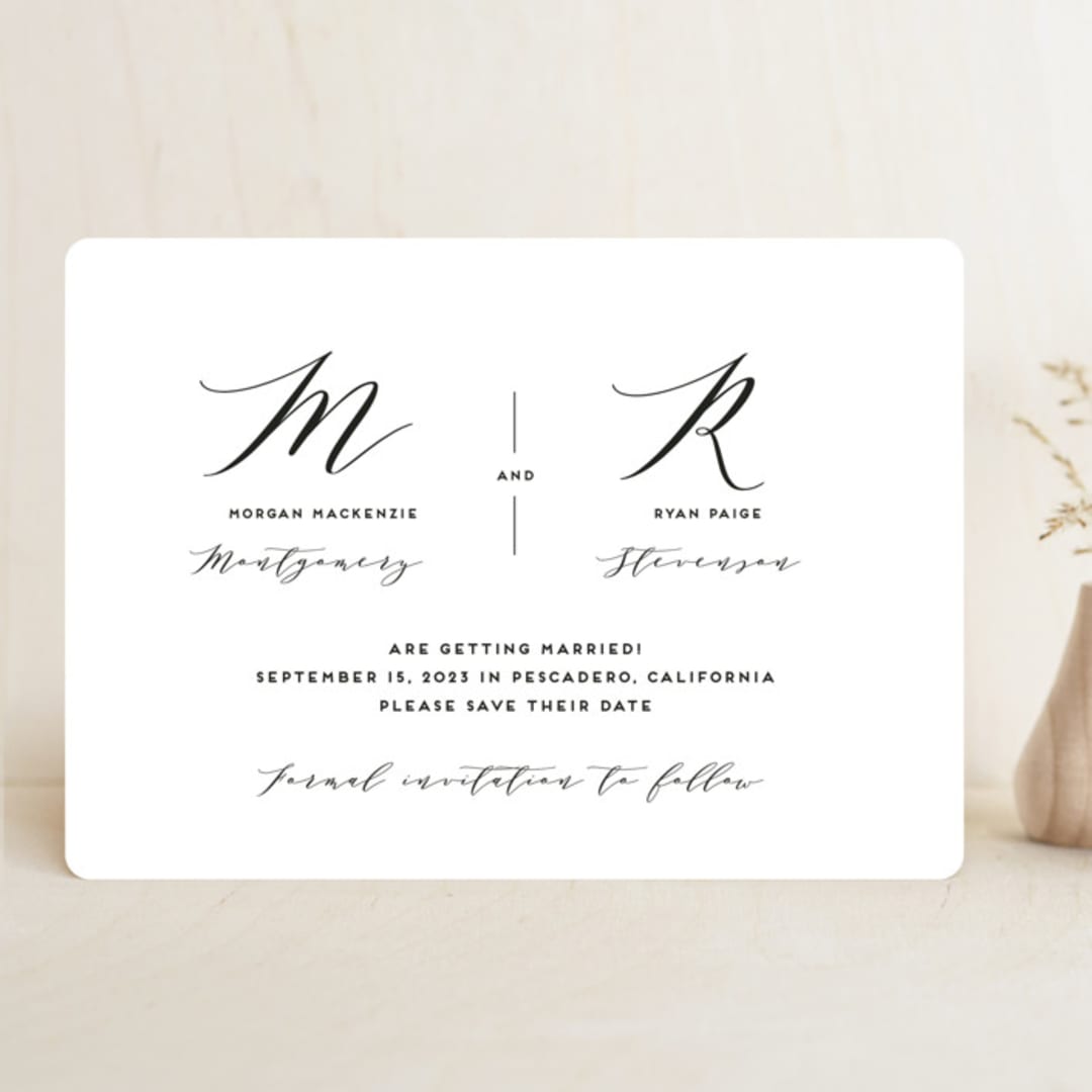 "Elegant Monogram" - Save the Dates in Berry by Simona Camp - Front