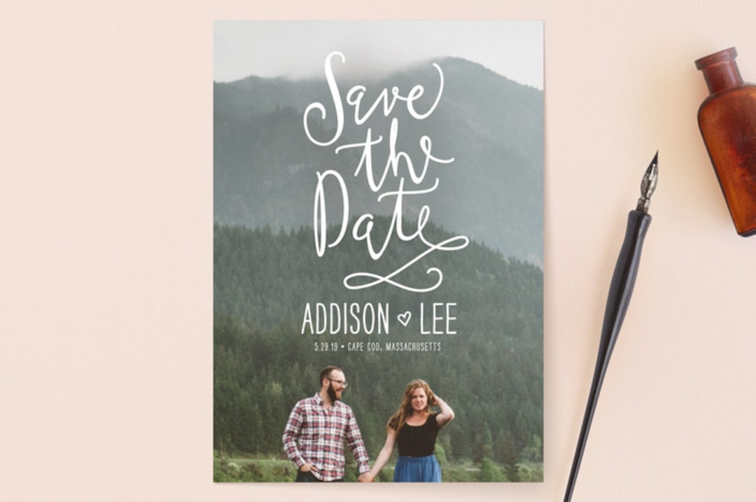 "Skywriting Love" - Save the Dates in Natural by Ariel Rutland - Front