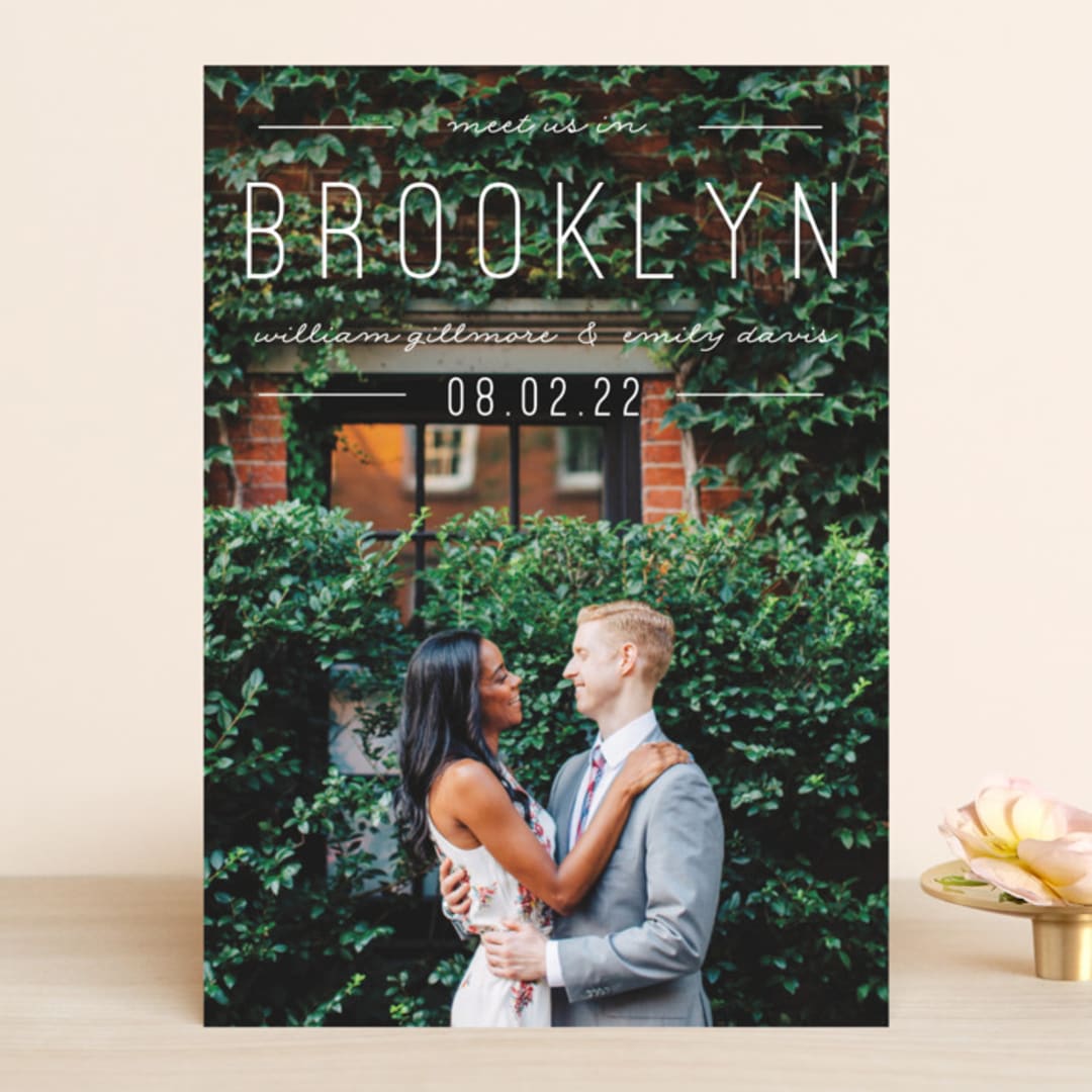 "Meet us" - Save the Dates in Linen by Pixel and Hank - Front