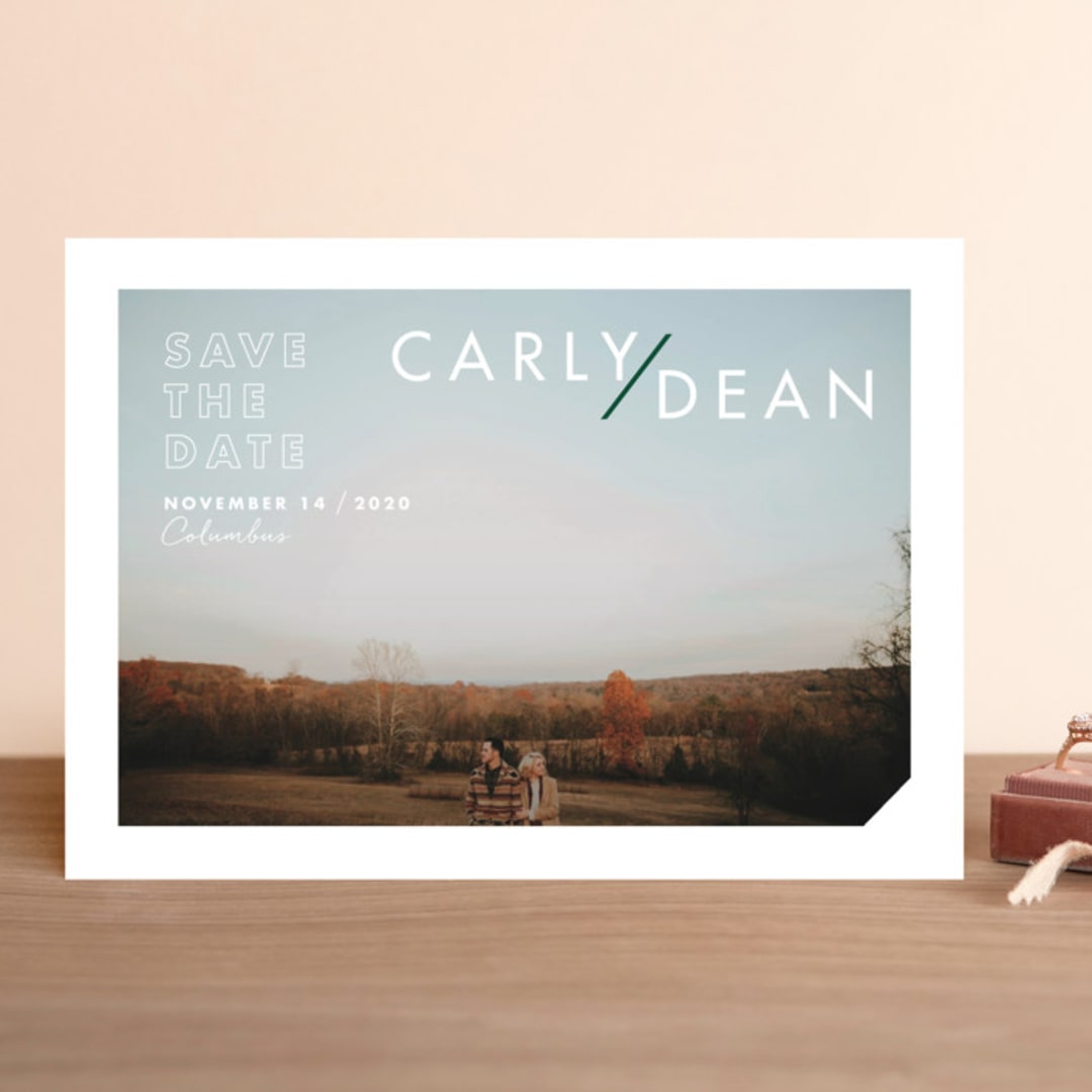 "Modern Expression" - Save the Dates in Spruce by Keen Peachy - Front