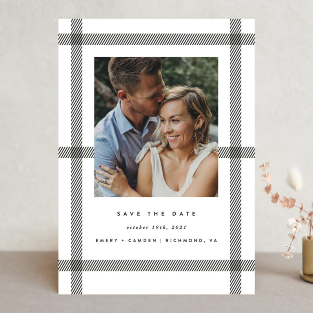 "Keepsake" - Save the Dates in Charcoal by Carly Reed Walker - Front