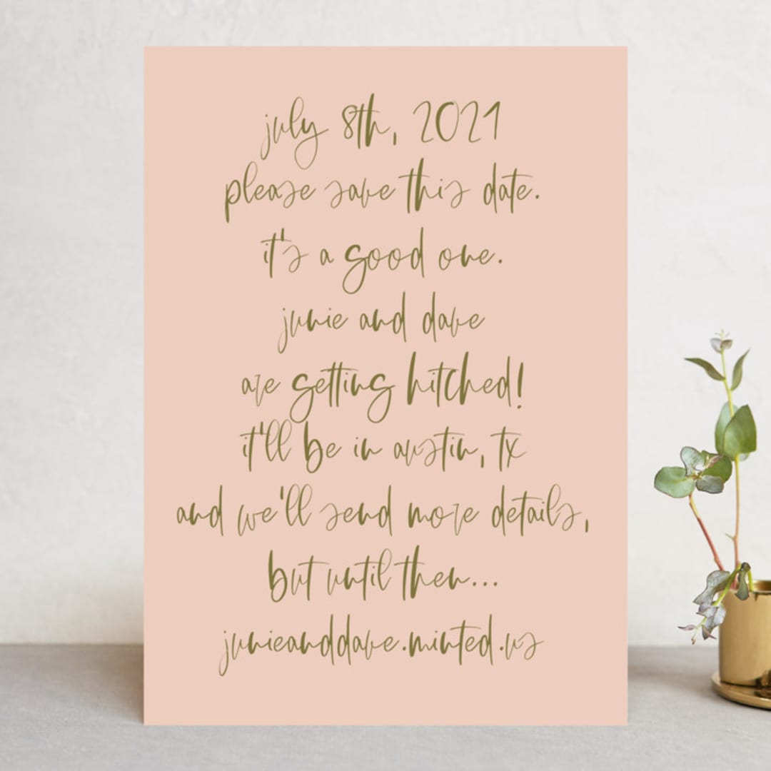 "It's a Good One" - Save the Dates in Blush by Annie Montgomery - Front