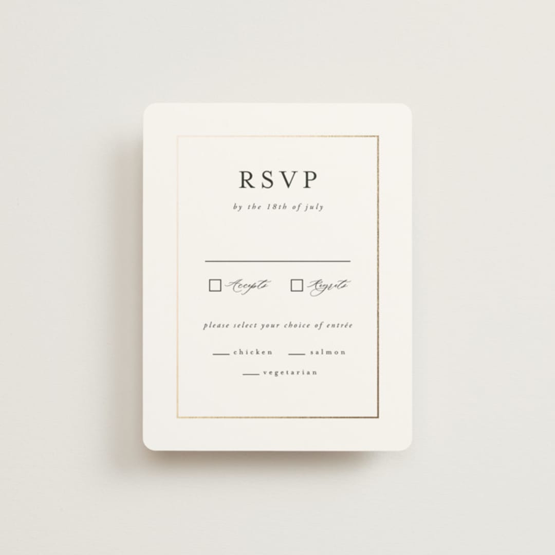 "Gilded Frame" - RSVP Cards in Pearl by Nicole Walsh - Front