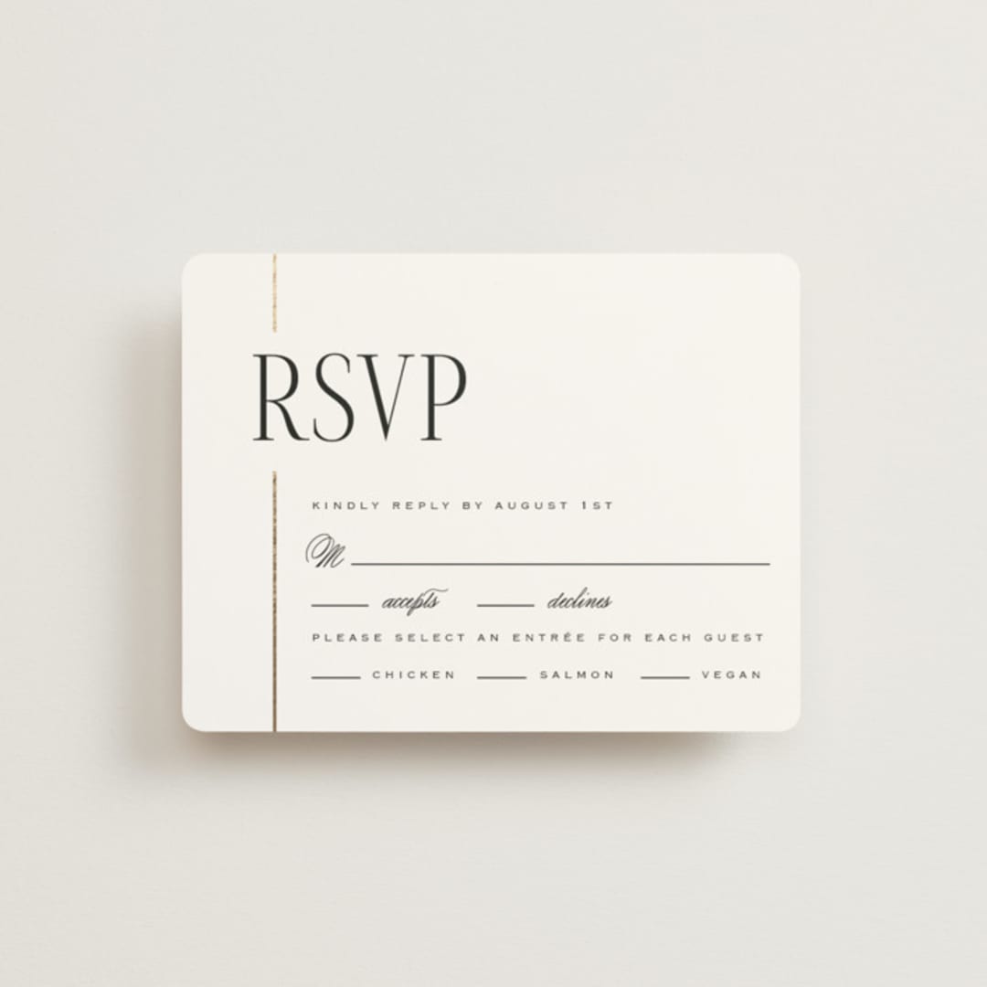 "Linear" - RSVP Cards in Silk by Laura Hankins - Front