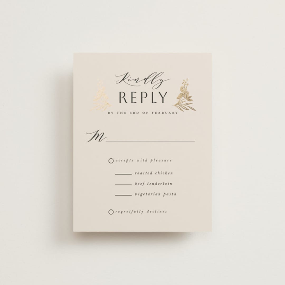 "Floral Border" - RSVP Cards in Champagne by Leah Bisch - Front