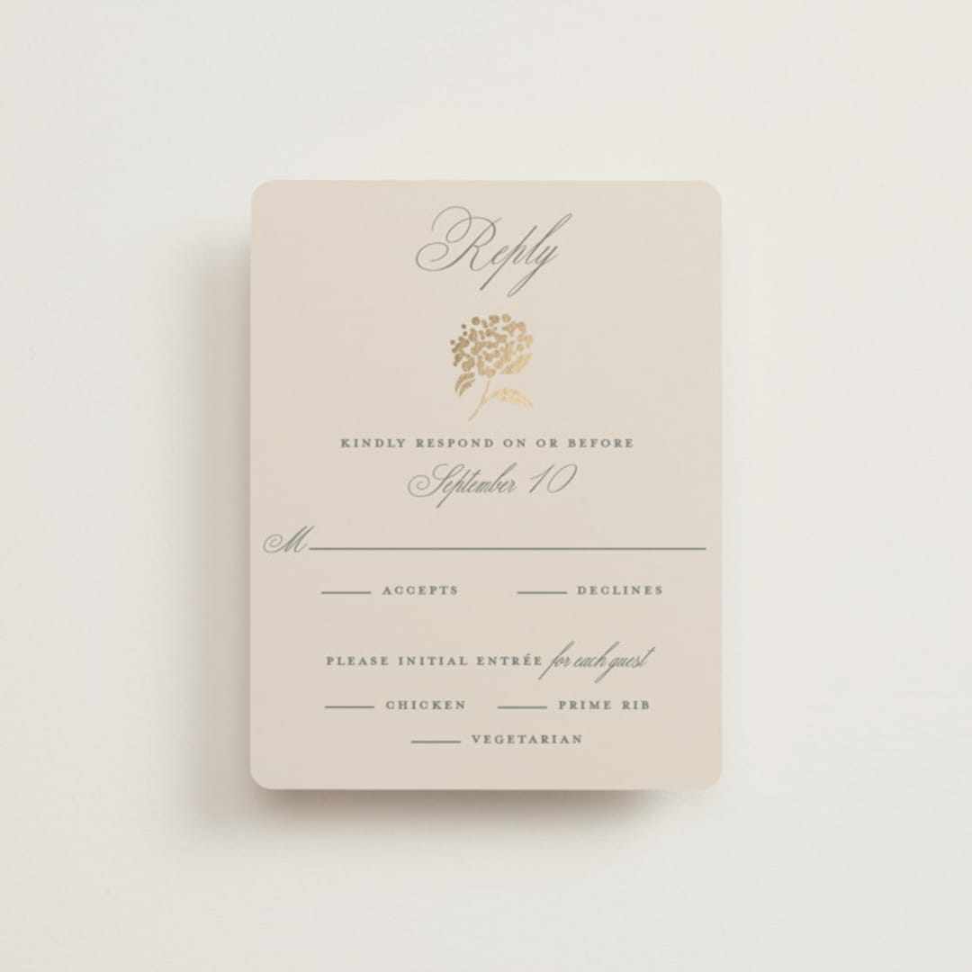 "Shimmering Hydrangeas" - RSVP Cards in Tea Time by Susan Zinader - Front