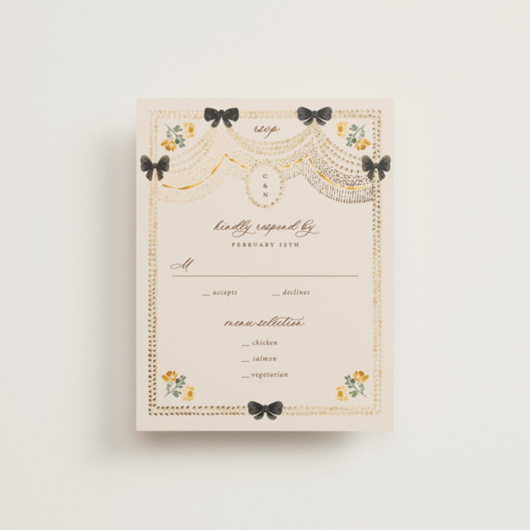"Tuileries" - RSVP Cards in Golden by Claudia Orengo - Front