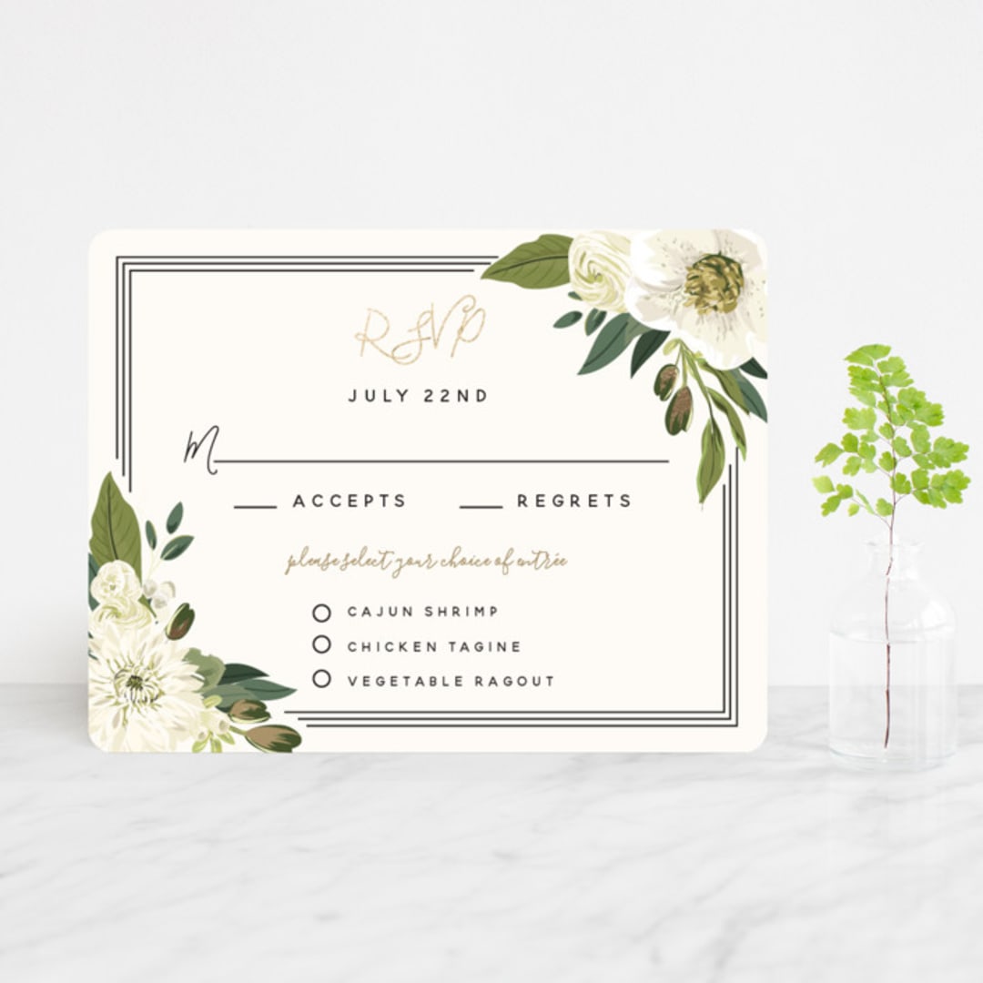 "Garden Blooms" - RSVP Cards in Ivory by Susan Moyal - Front