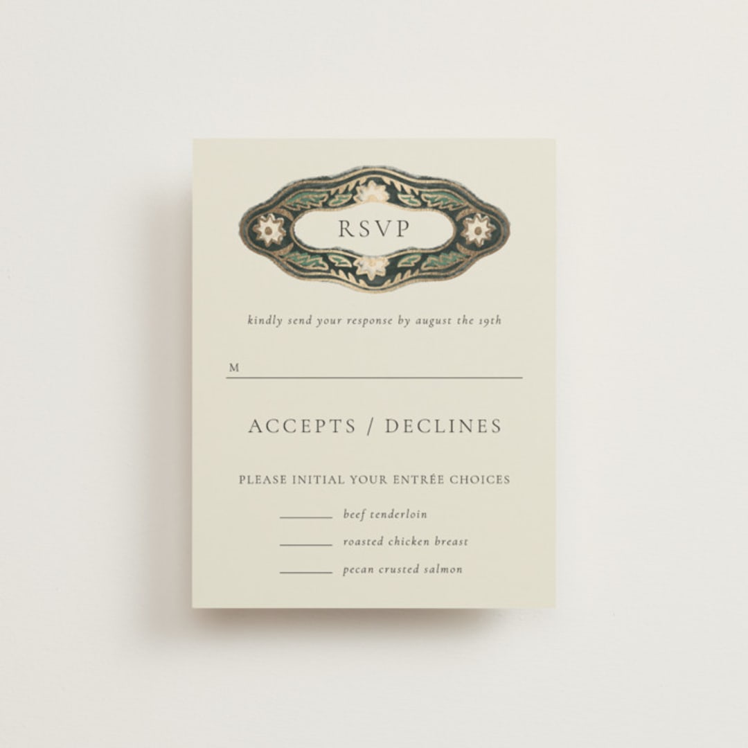 "Frame" - RSVP Cards in Emerald by Jen Owens - Front