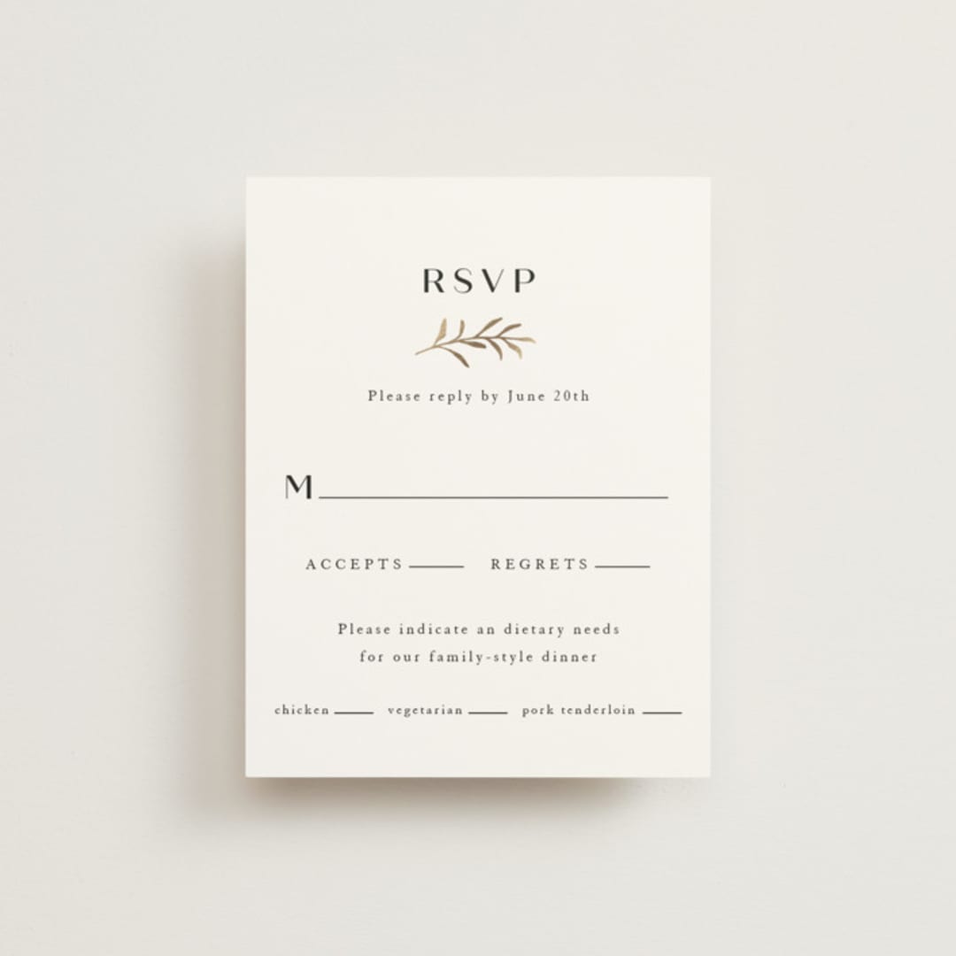 "Petite Sprig" - RSVP Cards in Black Dahlia by Olivia Raufman - Front