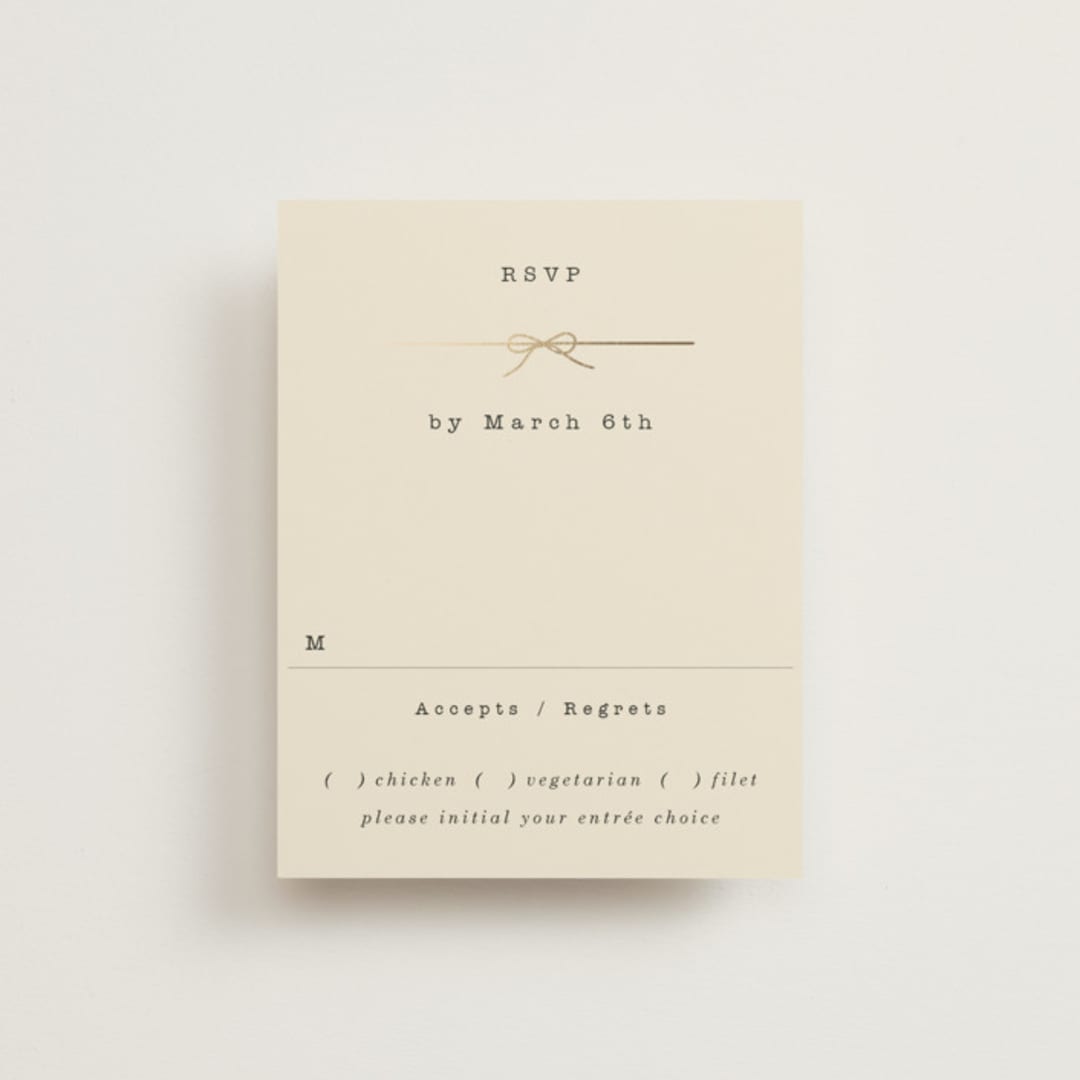 "Bow Tie" - RSVP Cards in Ivory by Baumbirdy - Front